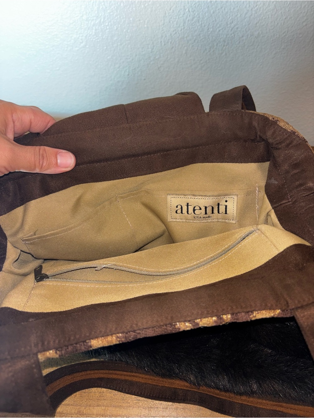 Atenti doctor bag fabric faux fur made USA - Picture 5 of 6